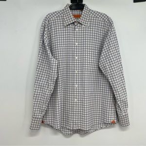BRULI Men’s Button Front Plaid Shirt Sz L/XL  48" Chest Swiss Made